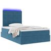 vidaXL Opbergbed met LED met matras Donkerblauw 120 x 200 cm Fluweel