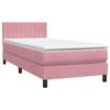 vidaXL Boxspring met matras en LED fluweel roze 100x210 cm
