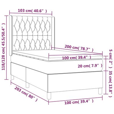 vidaXL Boxspring met matras en LED fluweel donkerblauw 100x200 cm