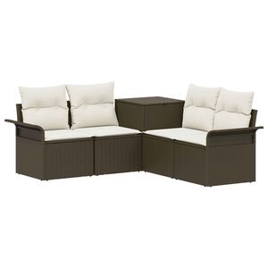 vidaXL Bankstel 5 st Bruin en Cr&egrave;me Wit 187,5 x 187,5 x 85 cm