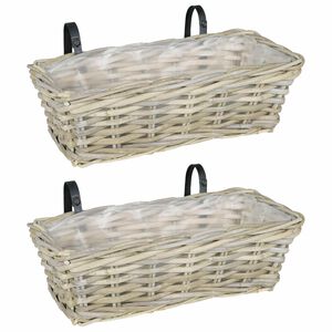 vidaXL Hangende Bloempot Mand GENDT 2 st Natuurlijk grijs Kubu Rattan