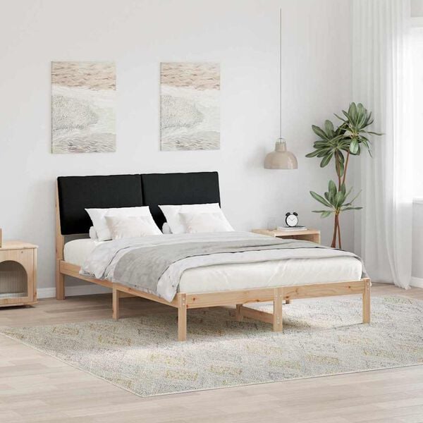 vidaXL Bedframe Bruin en zwart 140 x 200 cm Massief grenenhout