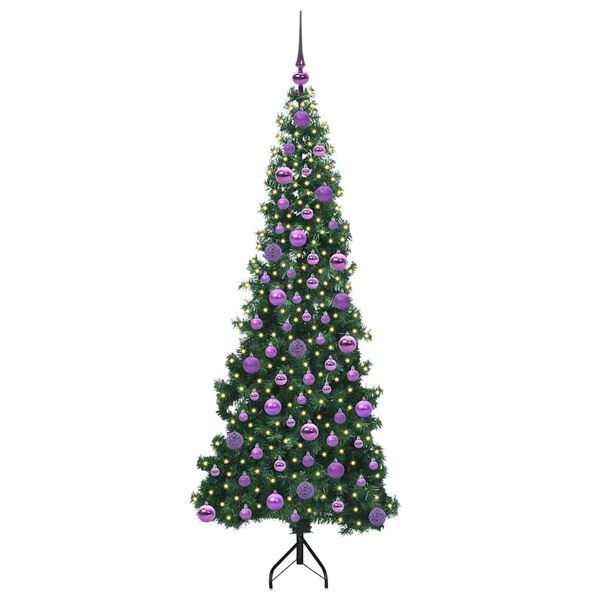 vidaXL Hoek Kunstkerstboom met 300 LED Groen 180 cm PVC en Metaal