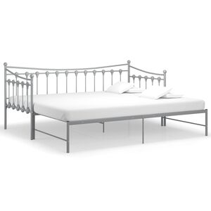 vidaXL Slaapbank uittrekbaar metaal grijs 90x200 cm