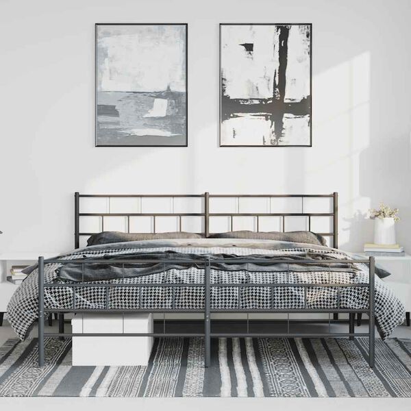 vidaXL Bedframe met hoofd- en voeteneinde metaal zwart 193x203 cm