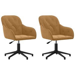 vidaXL Eetkamerstoelen draaibaar 2 st fluweel bruin
