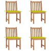 vidaXL Tuinstoelen 4 st met kussens massief teakhout
