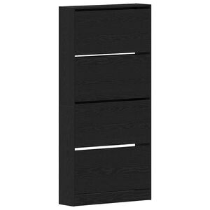 vidaXL Schoenenkast 80 x 21 x 163,5 cm Bewerkt hout Zwart Eiken