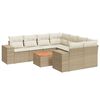 vidaXL 9-delige Loungeset met kussens poly rattan beige