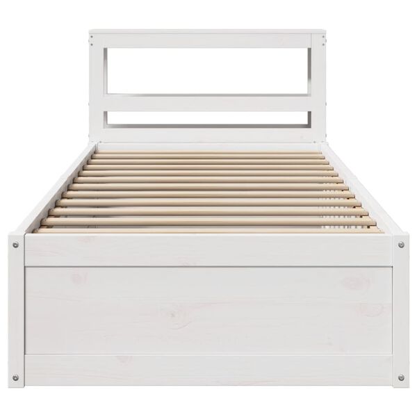 vidaXL Bedframe met hoofdbord massief grenenhout wit 90x190 cm
