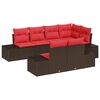 vidaXL Tuinbankenset 7 st Bruin en Rood poly rattan
