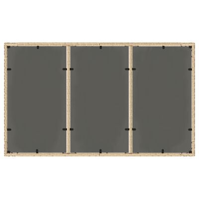 vidaXL Tuintafel met glazen blad 150x90x75 cm poly rattan beige