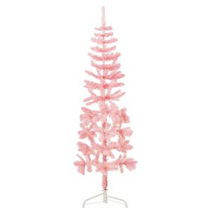 vidaXL Kunstkerstboom half met standaard smal 180 cm roze
