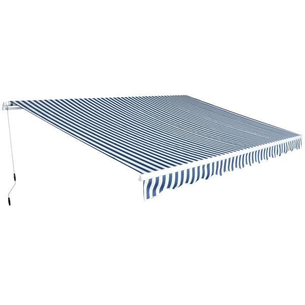 vidaXL Luifel handmatig uittrekbaar 450 cm blauw/wit
