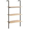 vidaXL Ladderrek met 3 schappen 64x35x120,5 cm lichtbruin en zwart