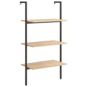 vidaXL Ladderrek met 3 schappen 64x35x120,5 cm lichtbruin en zwart
