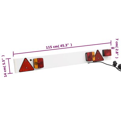 vidaXL Aanhangerverlichting klassiek peertje 12 V 115x7x14 cm rood