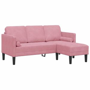 vidaXL Bankstel met kussen Roze Polyester