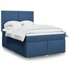 vidaXL Boxspring met matras stof blauw 140x200 cm