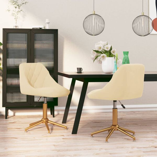 vidaXL Eetkamerstoelen draaibaar 2 st fluweel cr&egrave;mekleurig
