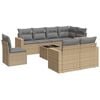 vidaXL 9-delige Loungeset met kussens poly rattan beige