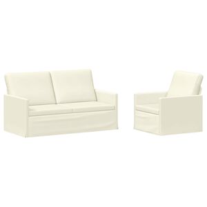 vidaXL Bankstel 2 pcs Cr&egrave;mekleurig Katoen Stof