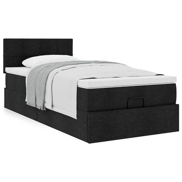 vidaXL Bed met matras 90x200 cm stof zwart