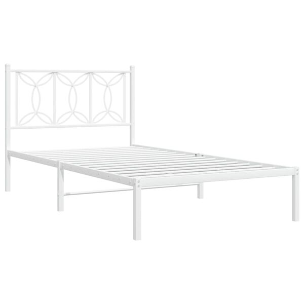 vidaXL Bedframe met hoofdbord metaal wit 107x203 cm