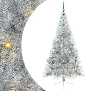 vidaXL Kunstmatig Voorverlicht Kerstboom met 300 LED Zilver 210 cm PET