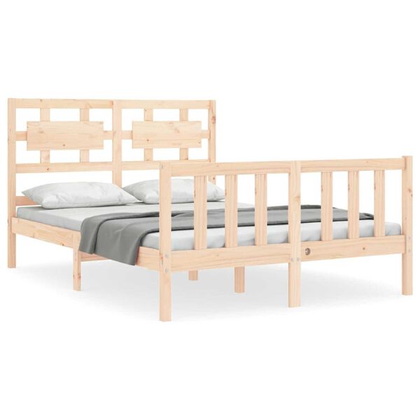 vidaXL Bedframe met hoofdbord massief hout