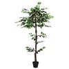 vidaXL Kunst Ficus Plant Groen 85 x 18 x 160 cm Stof en Hout