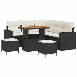 vidaXL Tuinbankenset 9 st 6-zits Zwart en Cr&egrave;me poly rattan