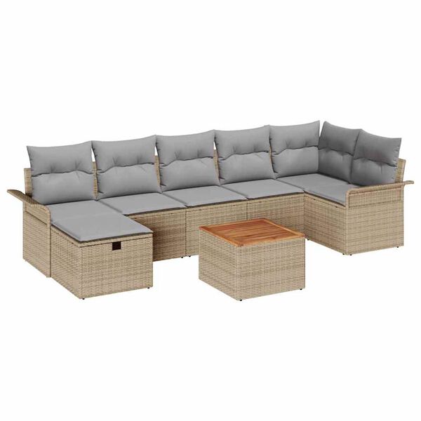 vidaXL Tuin Sofa Set 8 pcs Beige poly rattan