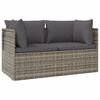 vidaXL Tuinbank 2-zits met kussens poly rattan grijs