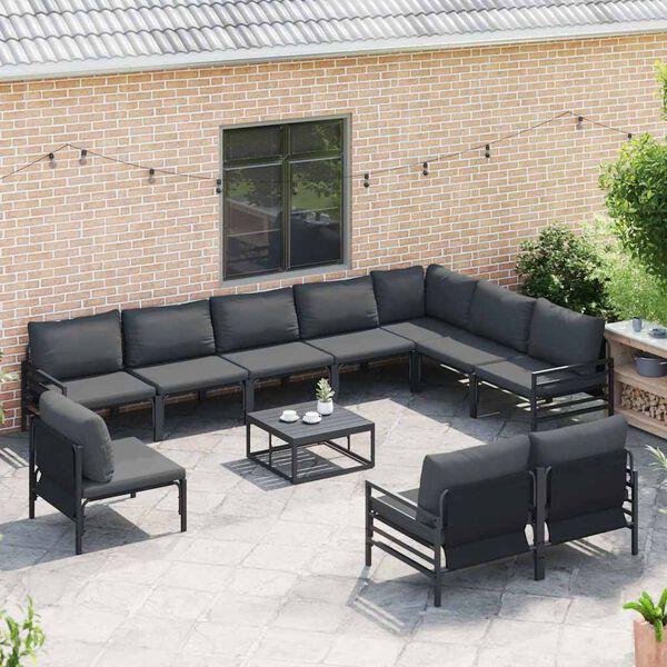 vidaXL Tuin Sofa Set Antraciet Staal