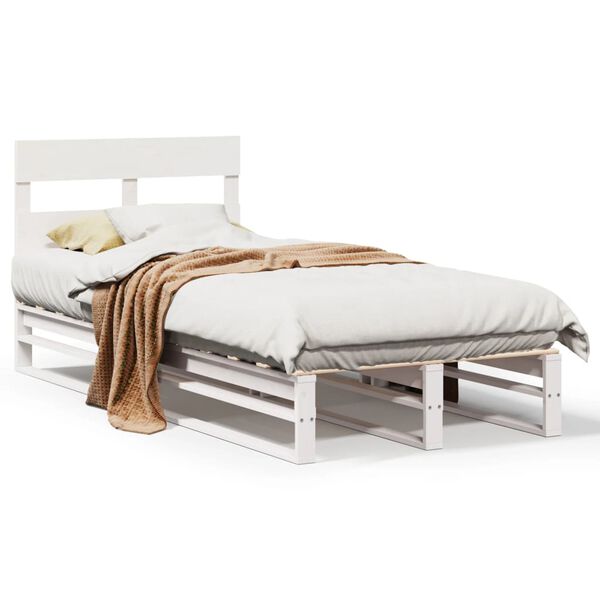 vidaXL Bedframe zonder matras massief grenenhout wit 75x190 cm