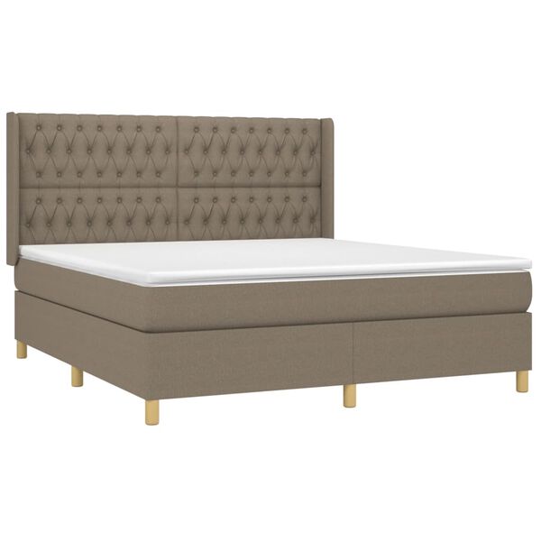 vidaXL Boxspring met matras en LED stof taupe 180x200 cm