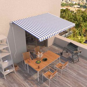 vidaXL Luifel automatisch uittrekbaar 400x350 cm blauw en wit