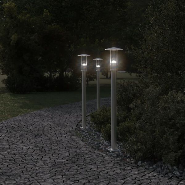 vidaXL Vloerlamp voor buiten 100 cm roestvrijstaal zilverkleurig