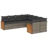 vidaXL 8-delige Loungeset met kussens poly rattan grijs