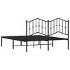 vidaXL Bedframe met hoofdbord metaal zwart 150x200 cm