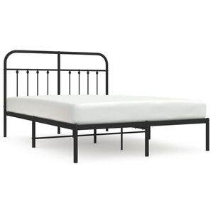 vidaXL Bedframe met hoofdbord metaal zwart 140x200 cm