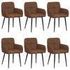 vidaXL Eettafelstoelen 6 st Nep Suede Leer Bruin 59 x 56,5 x 85 cm