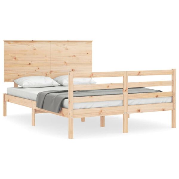 vidaXL Bedframe met hoofdbord massief hout 140x200 cm