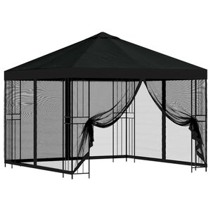 vidaXL Tuin Gazebo met Zijwanden 3 x 3 m Zwart Polyester en staal