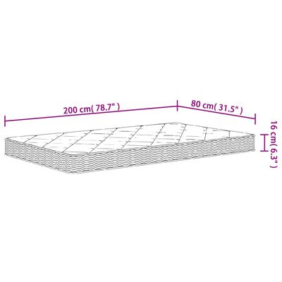 vidaXL Schuimmatras middelzacht 80x200 cm