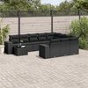 vidaXL 11-delige Loungeset met kussens poly rattan zwart