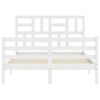 vidaXL Bedframe met hoofdbord massief hout wit 140x200 cm