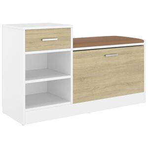 vidaXL Schoenenbank 94,5x31x57 cm bewerkt hout wit sonoma eikenkleurig