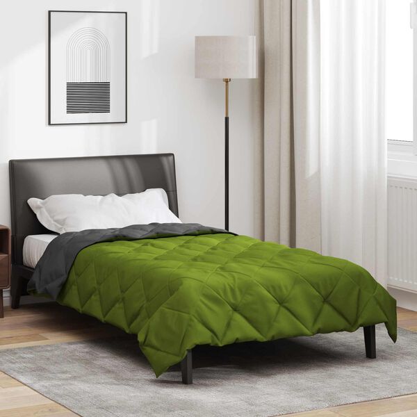 vidaXL Vol jaar dekbed Groen en Antraciet 220 x 135 cm Microfiber